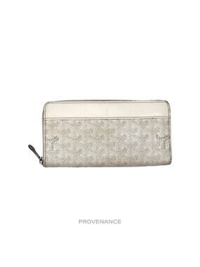 🔴 Goyard Matignon Zipped Wallet - White Goyardine
